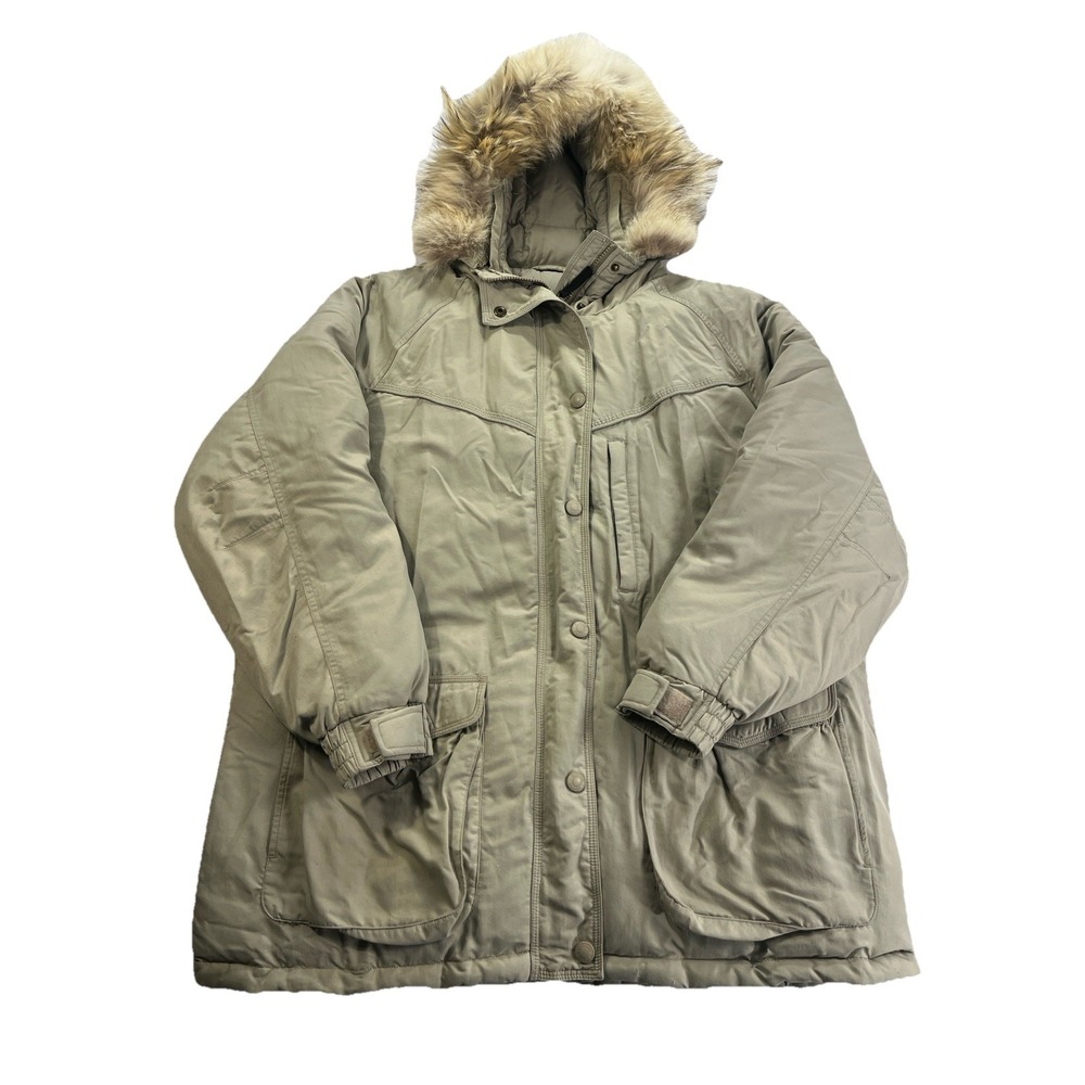 Vintage CABELA'S Premium Goose Down Jacket  Hooded Parka Tan‎  Men's XL